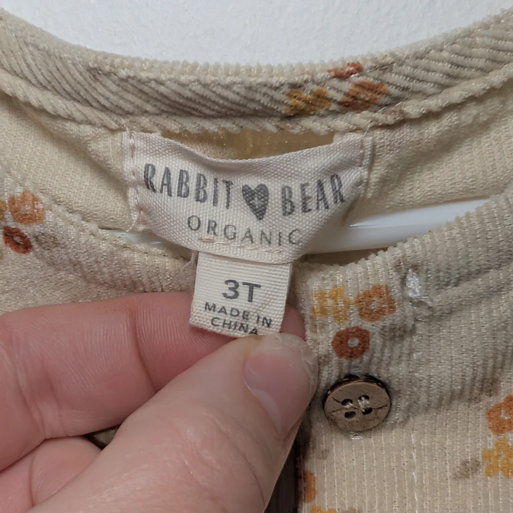 Rabbit + Bear Organic Cotton Floral Cardigan & Dress Bundle Girls 3T Orange Tan